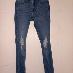 Hollister Women’s Ripped Dark Blue Skinny Jeans